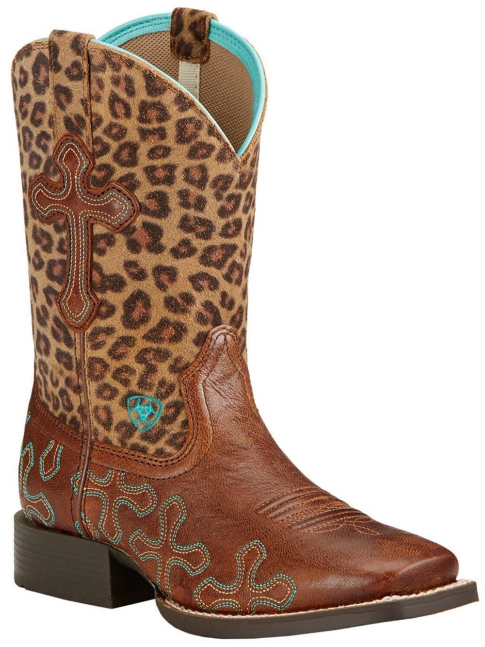 Ariat Brown and Turquoise Western Boot Interior